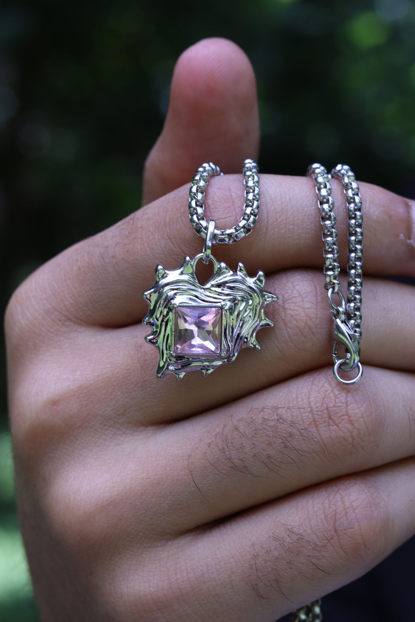 Amethyst Pendant worn — men's pendant India