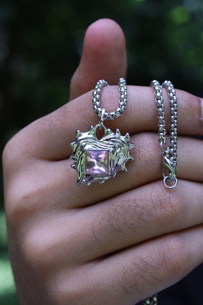 Amethyst Pendant worn — men's pendant India